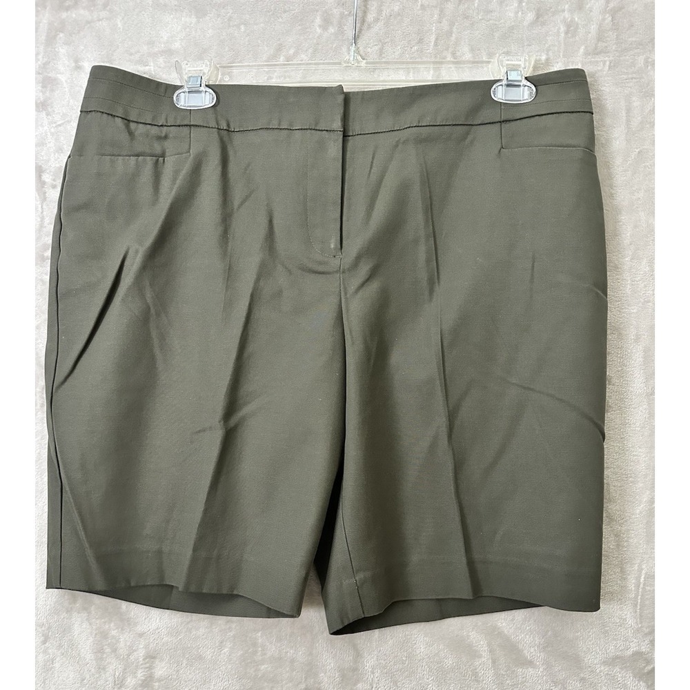 Apt. 9 Bermuda Chino‎ Shorts Womens 18 Green Stretch Modern Fit Pockets Straight